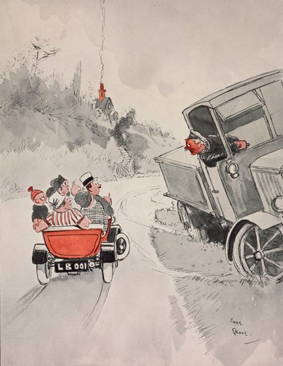 Konserve sardalya ve alaycı kamyon şoförü, The Tatler'dan Chas Grave'in (1886-1944) karikatürü, No 1406, 6 Haziran by Charles Grave