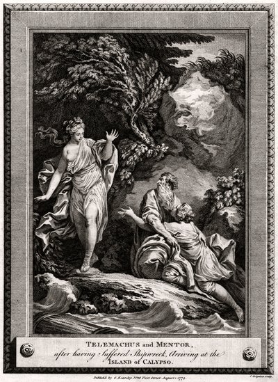 Telemachus ve Mentor, bir gemi kazası geçirdikten sonra Calypso Adası