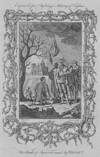 Henry V, 1773 tarafından adlandırılan Agincourt Savaşı. by Charles Grignion