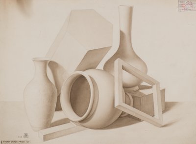 Çalışma [Vazolar, kare ve altıgen], c.1881 (yıkama çizimi) by Charles Gustav Louis Phillips