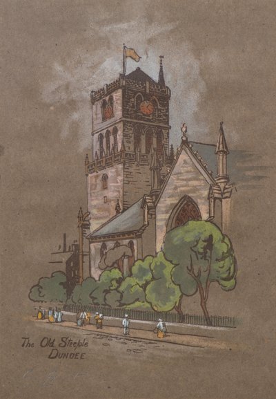 Old Steeple, Dundee (el renginde baskı) by Charles Gustav Louis Phillips