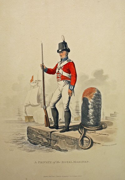 Joseph Constantine Stadler tarafından kazınmış Kraliyet Deniz Piyadeleri Er, 1815 yayınlandı (aquatint) by Charles Hamilton Smith