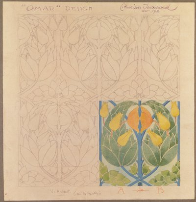 Ömer, ipek ve yün çift kumaş için tasarım, 1898 (ipek ve yün) by Charles Harrison Townsend