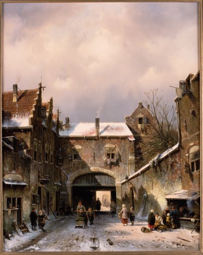 Kışın Bir Köy Sokak Manzarası, 1893 by Charles Henri Joseph Leickert