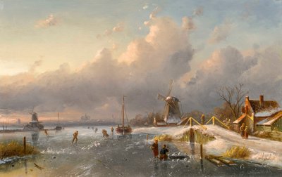 Donmuş Bir Su Yolunda Yel Değirmenleri ve Patencilerle Bir Kış Manzarası, 1840