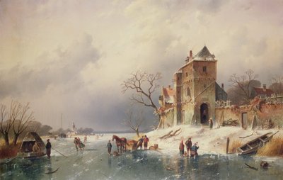 Donmuş Kış Manzarası, 19. yüzyıl by Charles Henri Joseph Leickert