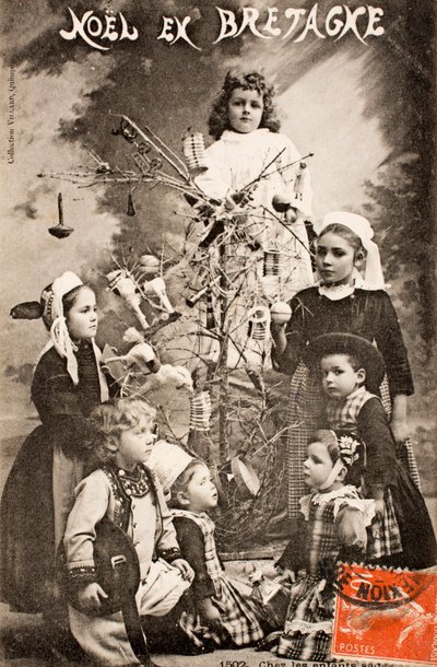 Eski kartpostal/Mutlu Noeller/Bilge çocuklar/Brittany/Fransa by Augustus Kollner