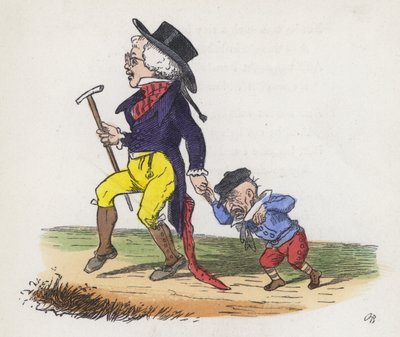 Küçük bir çocuğun kendisinin ve büyükbabasının ticaret yaptığı yerlerin hayali (renkli gravür) by Charles Henry (after) Bennett