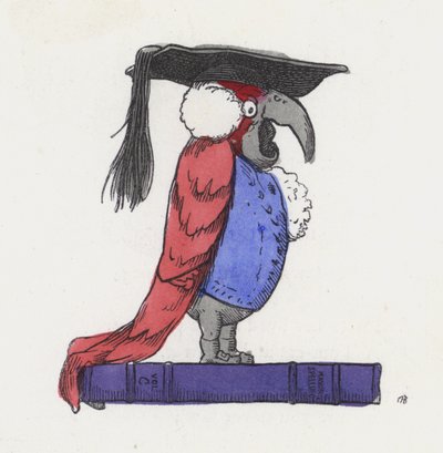 Çok zeki bir papağan (renkli gravür) by Charles Henry (after) Bennett