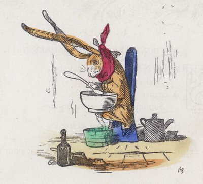 Soğuk algınlığına yakalanan tavşan (renkli gravür) by Charles Henry (after) Bennett