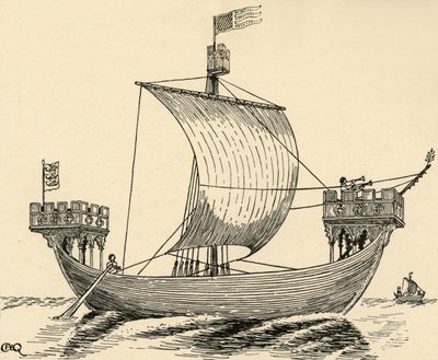 Dover mührüne dayanan Edward I. zamanının bir gemisi, 1284, 1931 by Charles Henry Bourne Quennell