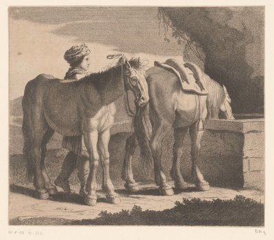 atları içmek Masete de Normandie (nesne üzerindeki başlık) Hayvan serisi (dizi adı) by Charles II Errard (attributed to)