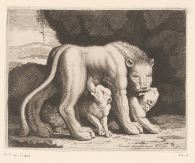 emzikli dişi aslan Hayvan serisi (dizi adı) by Charles II Errard (attributed to)