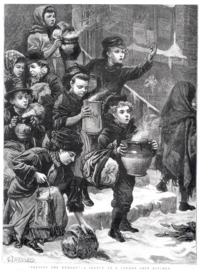 Açları Beslemek, Londra Aşevi, 1880 by Charles J. Staniland