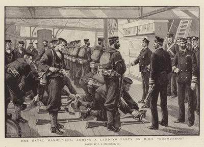 Deniz Manevraları, HMS Conqueror'da bir Çıkarma Partisini silahlandırıyor by Charles J. Staniland