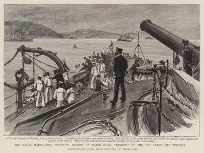 Deniz Manevraları, Torquay açıklarında, C Filosuna ait HMS Benbow Gemisinde Demir Ağırlığı by Charles J. Staniland