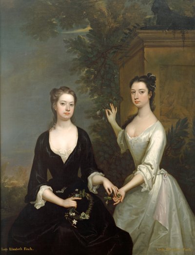 Leydi Henrietta ve Leydi Elizabeth Finch, 1732 dolayları (tuval üzerine yağlıboya) by Charles Jervas