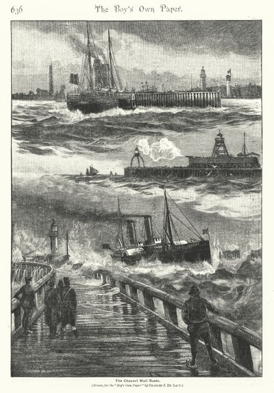 Kanal Posta Gemileri (renkli taş baskı) by Charles John de (after) Lacy