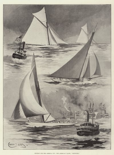Amerika Kupası, Amerikan Yatı, Defender için Yarışma by Charles John de Lacy