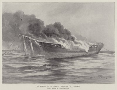 Margate'deki Barque Blengfell'in Yanması by Charles John de Lacy
