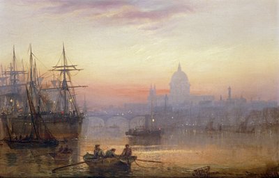 Gün batımında Londra havuzu by Charles John de Lacy