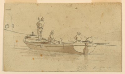 İtalyan Gölü'nde balıkçı teknesi by Charles Joseph Hullmandel
