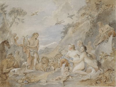 Orpheus Perileri, Dryadları ve Hayvanları Büyüleyici, 1757. by Charles Joseph Natoire