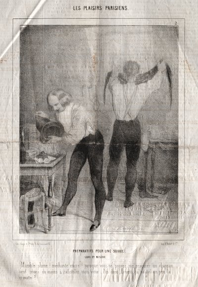 Les Plaisirs Parisiens: Bir akşam için hazırlıklar. Lüks ve sefalet. Lanetli tüy! kötü mürekkep!... by Charles Joseph Traviès de Villers