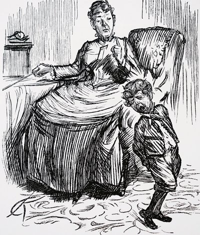yaramaz oğlunu cezalandıran bir anne by Charles Keene
