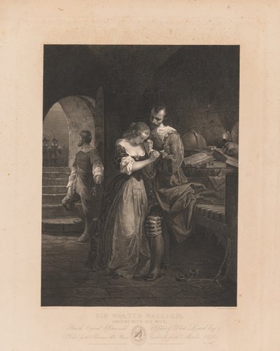 Sir Walter Raleigh Karısıyla Ayrılırken by Charles Kennedy Burt