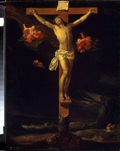 Çarmıha Gerilme (Çarmıha Gerilme). Haç üzerindeki Latince yazıt ""His est iesus rex iudeorum" (Yahudilerin kralı İsa