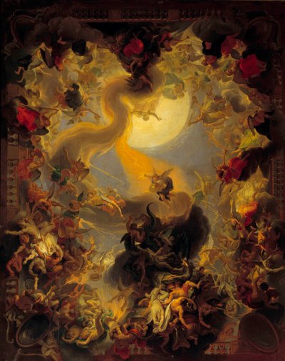 Asi meleklerin düşüşü. Charles Lebrun (Le Brun) (1619-1690) tarafından yapılan boyama by Charles Le Brun