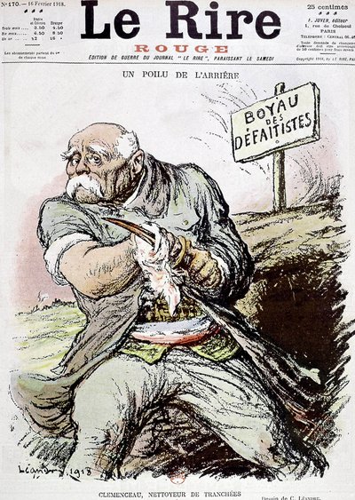 Georges Clemenceau (1841-1929) Fransız politikacı, Leandre tarafından onu siperlerin temizleyicisi olarak gösteren karikatür, 16 Şubat 1918