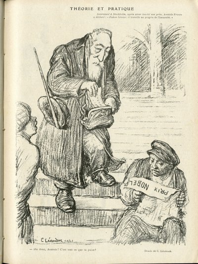 Charles Leandre (1862-1934) çizimi, Le Rire, 31/12/21 - Teori ve pratik - Nobel Ödülü - Lenine, Fransa Anatole by Charles Leandre