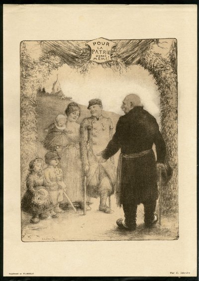 Charles Leandre (1862-1934) - Uçan yaprak çizimi by Charles Leandre