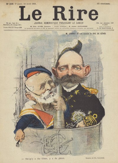 Loubet ve kuzeni le Duc De Genes, Le Rire için illüstrasyon by Charles Leandre