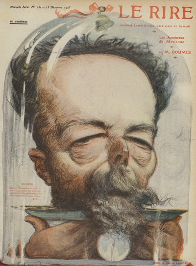 Paul Doumer, Fransız politikacı. Le Rire için İllüstrasyon by Charles Leandre