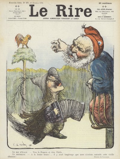 İtalya Kralı ve Fransa Cumhurbaşkanı. Le Rire için İllüstrasyon by Charles Leandre