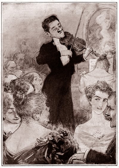 Kemancı sosyal bir toplantıda çalıyor by Charles Leandre