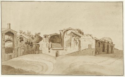 Roma'daki Diocletianus Hamamı'nın görünümü by Charles Louis Clerisseau