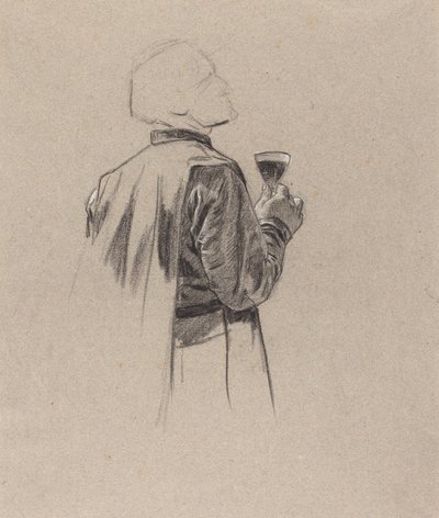 Bir Kadeh Şarap İçen Sakallı Bir Beyefendi by Charles Louis Lucien Muller