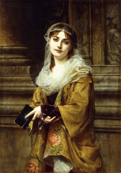 Kilise Dışında Genç Bir Kadın, by Charles Louis Lucien Muller