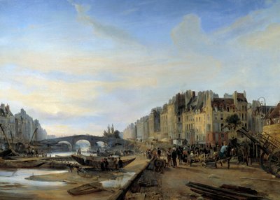1825 civarında Marie Köprüsü ve Saint Paul Limanı. Paris