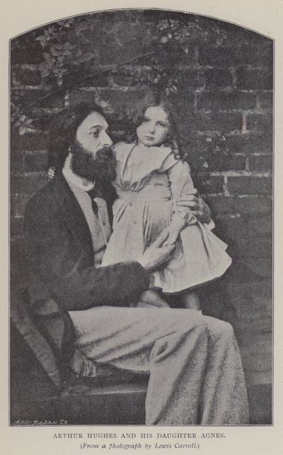 Arthur Hughes ve kızı Agnes (s/b fotoğraf) by Charles Lutwidge Dodgson
