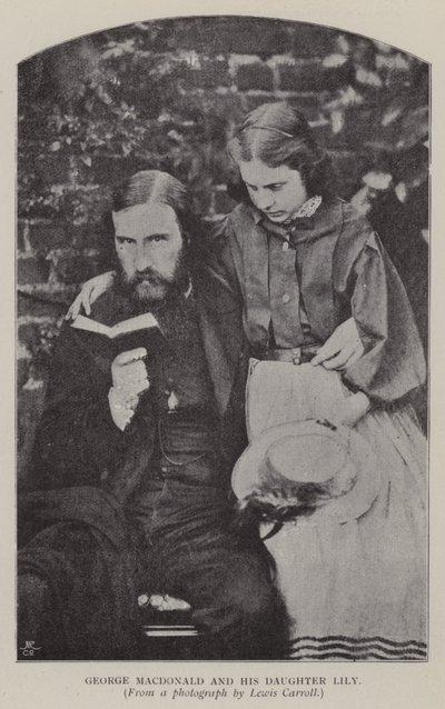 George Macdonald ve Kızı Lily (s/b fotoğraf) by Charles Lutwidge Dodgson