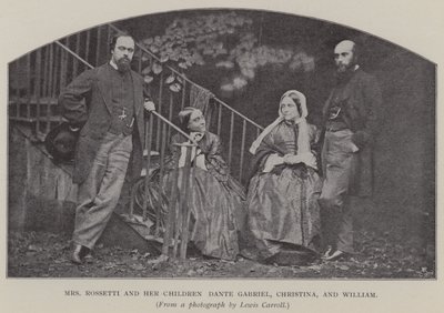 Bayan Rossetti ve Çocukları Dante Gabriel, Christina ve William (s/b fotoğraf) by Charles Lutwidge Dodgson