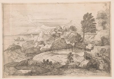 Kutsal Aile ile Manzara by Charles Macé (attributed to)