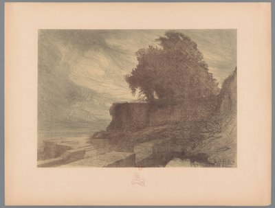 Top ve ağaçlı bir kalenin harabesi Manzaralar (dizi başlığı) Suite des Paysages (dizi başlığı) by Charles Marie Dulac