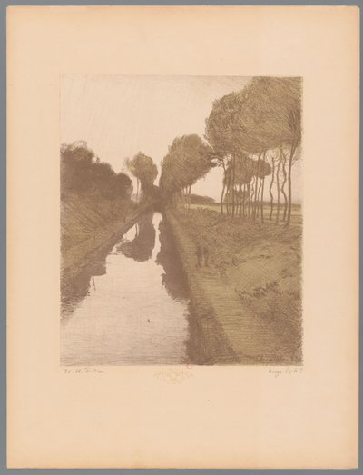 Bir kanal boyunca iki yürüyüşçü Manzaralar (dizi başlığı) Suite des Paysages (dizi başlığı) by Charles Marie Dulac