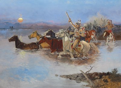 Nehri Geçmek, 1895 dolayları by Charles Marion Russell
